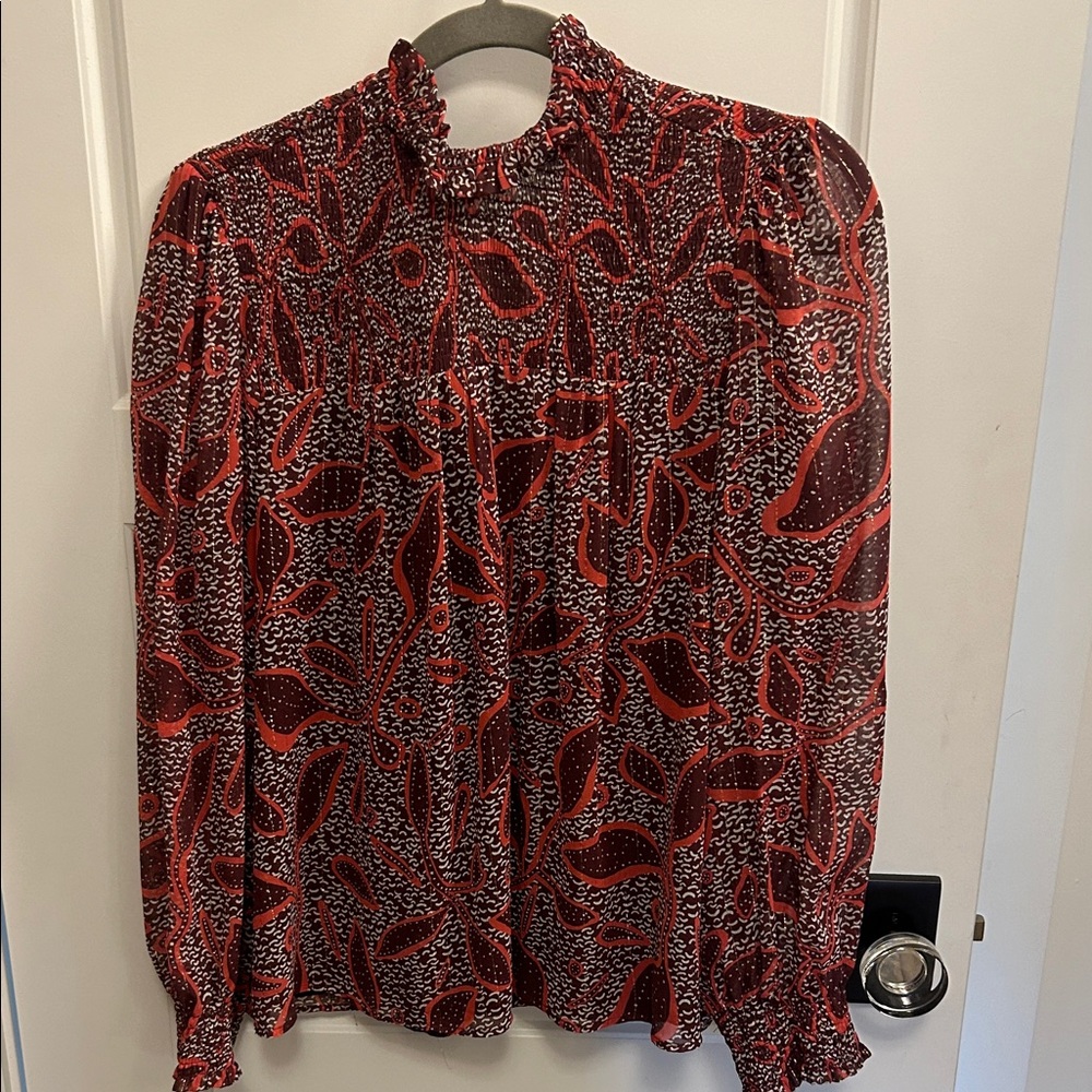 Marie Oliver Red and Black Patterned Blouse